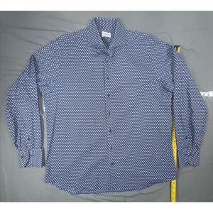Stenströms Dress Shirt Mens 17.5 44 Blue Floral Fitted Body Cotton Long Sleeve